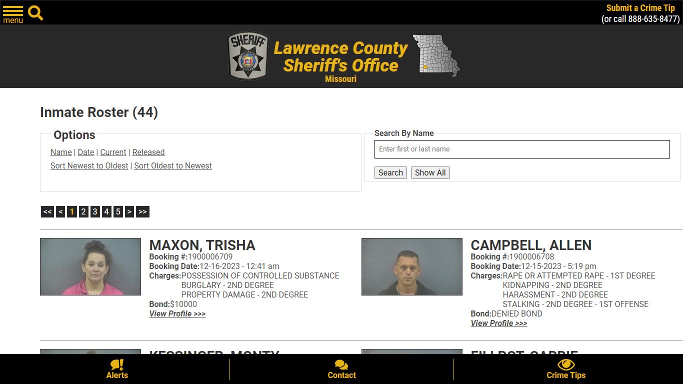 Inmate Roster (33) - Lawrence County Sheriff MO